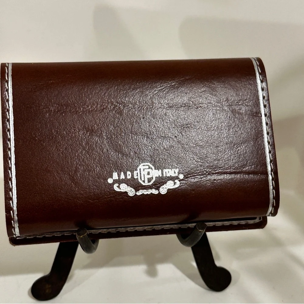 Florence Firenze Italian Leather Clutch Wallet Brown Snap Closure Florentine